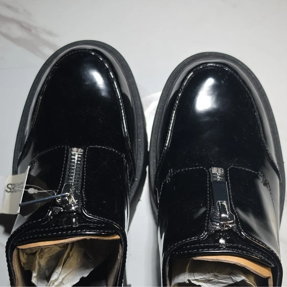 No Boundaries Black Leather Oxford Men's Dress Shoes Zip Closure Size 11
